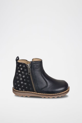 Botins de couro Preto
