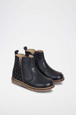 Botins de couro Preto
