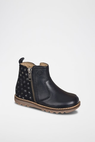 Botins de couro Preto