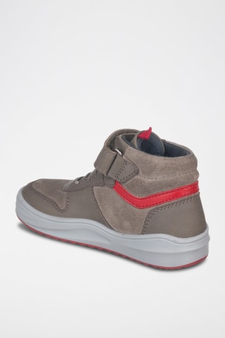 Sapatilhas subidas em couro e nobuck - Cinzento