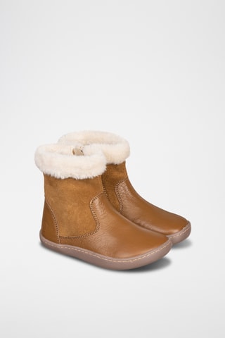 Botins forrados em couro - Castanho