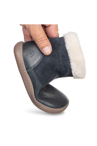 Bottines fourrées en cuir - Noir