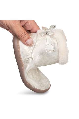 Bottines fourrées en cuir - Argenté