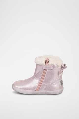 Botins forrados em couro - Rosa metalizado