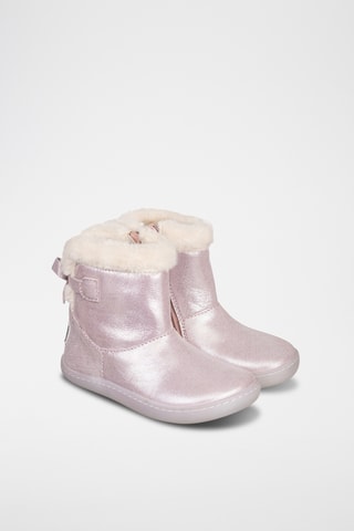 Botins forrados em couro - Rosa metalizado