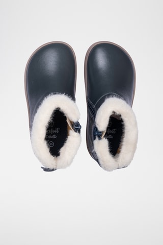 Bottines fourrées en cuir - Bleu marine