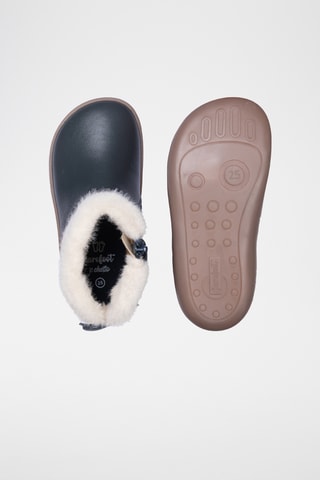 Bottines fourrées en cuir - Bleu marine