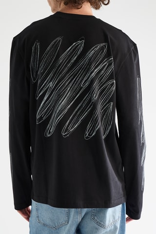 T-shirt Scribble Diags - Zwart