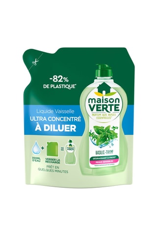 9 x Liquide vaisselle ultra concentré à diluer Thym et Basilic Maison Verte - 150 ml