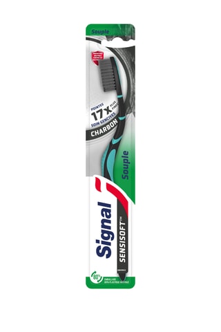 6 x Brosse à dents Signal Sensisoft Charbon - Souple - Coloris aléatoires