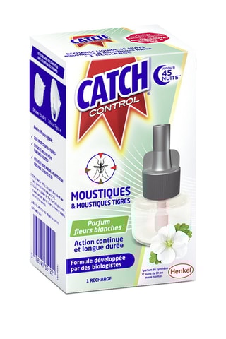 6 x Recharge diffuseur électrique liquide Catch Control - Fleurs Blanches - 45 nuits