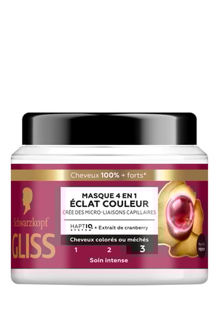 3 x Masque 4-en-1 Eclat Couleur Gliss Schwarzkopf - 400 ml