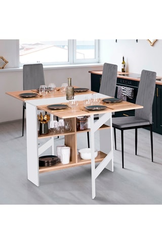 Mesa consola dobrável Edi Imitação de madeira e branco