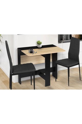 Mesa consola dobrável Edi Imitação de madeira e preto