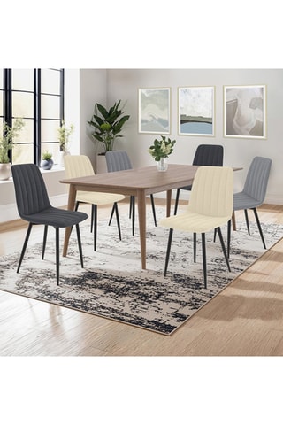 6 cadeiras Fiona - Bege e cinzento