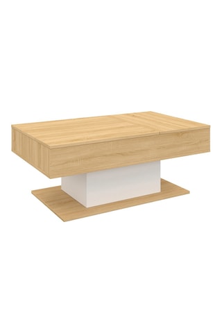 Mesa de centro elevável Tania - Imitação madeira e branco