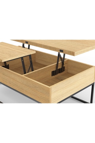 Mesa de centro elevável - Imitação de madeira e preto