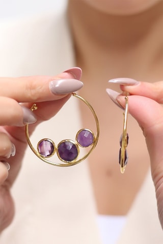 Créoles Améthystes et pierres de soleil