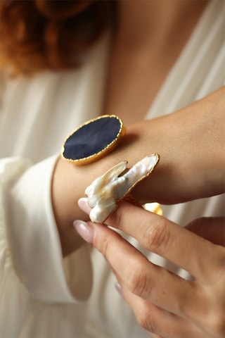 Jonc - Plaqué or jaune et améthyste