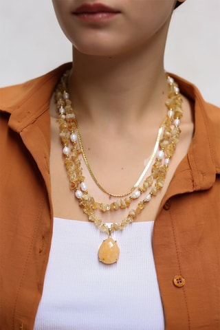 Collier - Perles de culture et citrines