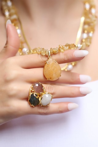 Collier - Perles de culture et citrines