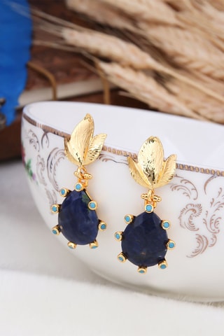 Boucles d'oreilles - Lapis-lazuli et zircons