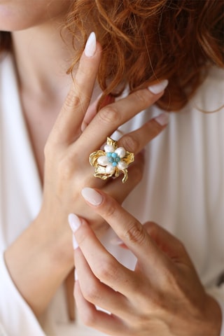 Bague - Perles de culture et zircons