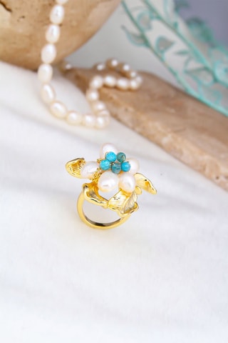 Bague - Perles de culture et zircons