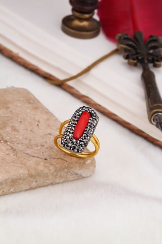 Bague - Corail et hématites