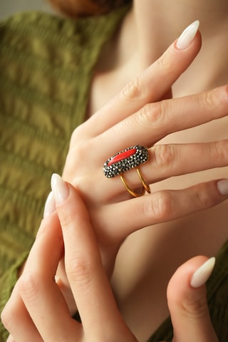 Bague - Corail et hématites