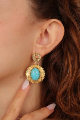 Boucles d'oreilles dorées à l'or fin jaune - Turquoise