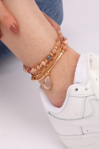 Bracelet de cheville 3 rangs - Pierres de soleil  