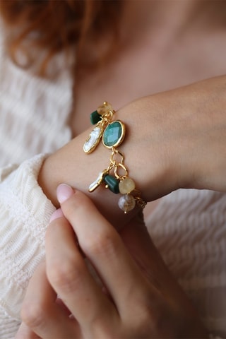 Bracelet - Malachites, citrines et agates