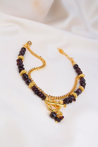 Chaîne de cheville - Rouge foncé et doré