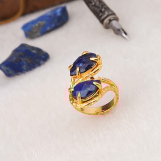 Bague - Laiton plaqué or & lapis