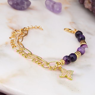 Bracelet - Laiton plaqué or & agate