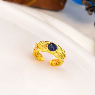 Bague - Laiton plaqué or & labradorite