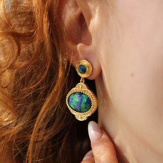 Boucles d'oreilles - Laiton plaqué or & variscite