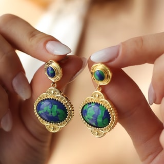 Boucles d'oreilles - Laiton plaqué or & variscite