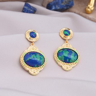 Boucles d'oreilles - Laiton plaqué or & variscite