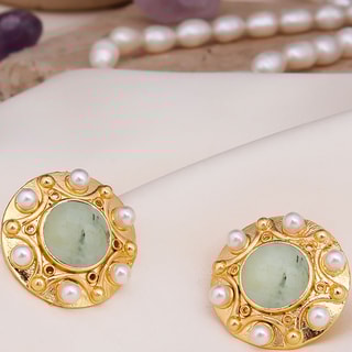 Boucles d'oreilles - Laiton plaqué or & prinite