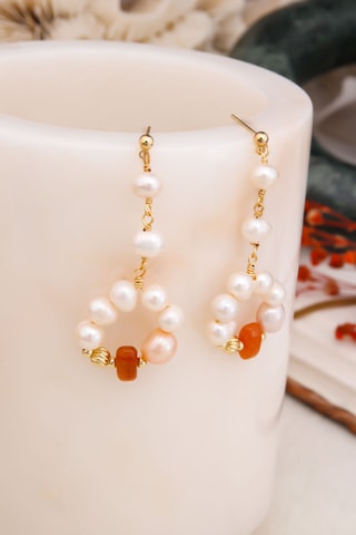 Boucles d'oreilles - Doré et blanc