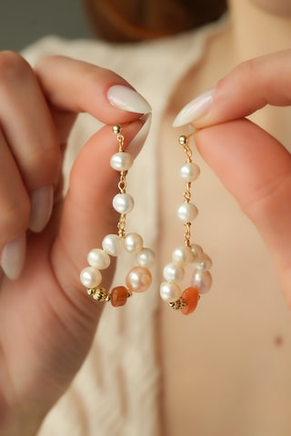Boucles d'oreilles - Doré et blanc
