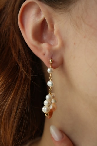 Boucles d'oreilles - Doré et blanc