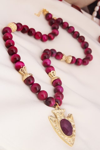 Collier – Plaqué or jaune et agates
