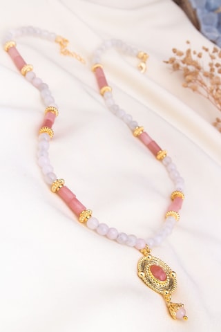 Collier – Plaqué or jaune et quartz