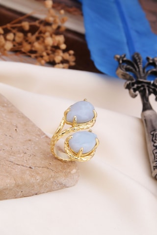 Bague - Plaqué or jaune et opales