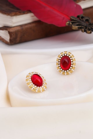 Boucles d'oreilles - Doré et blanc