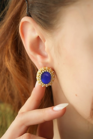 Boucles d’oreilles - Doré et bleu