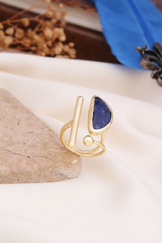 Bague - Plaqué or jaune et lapis-lazuli
